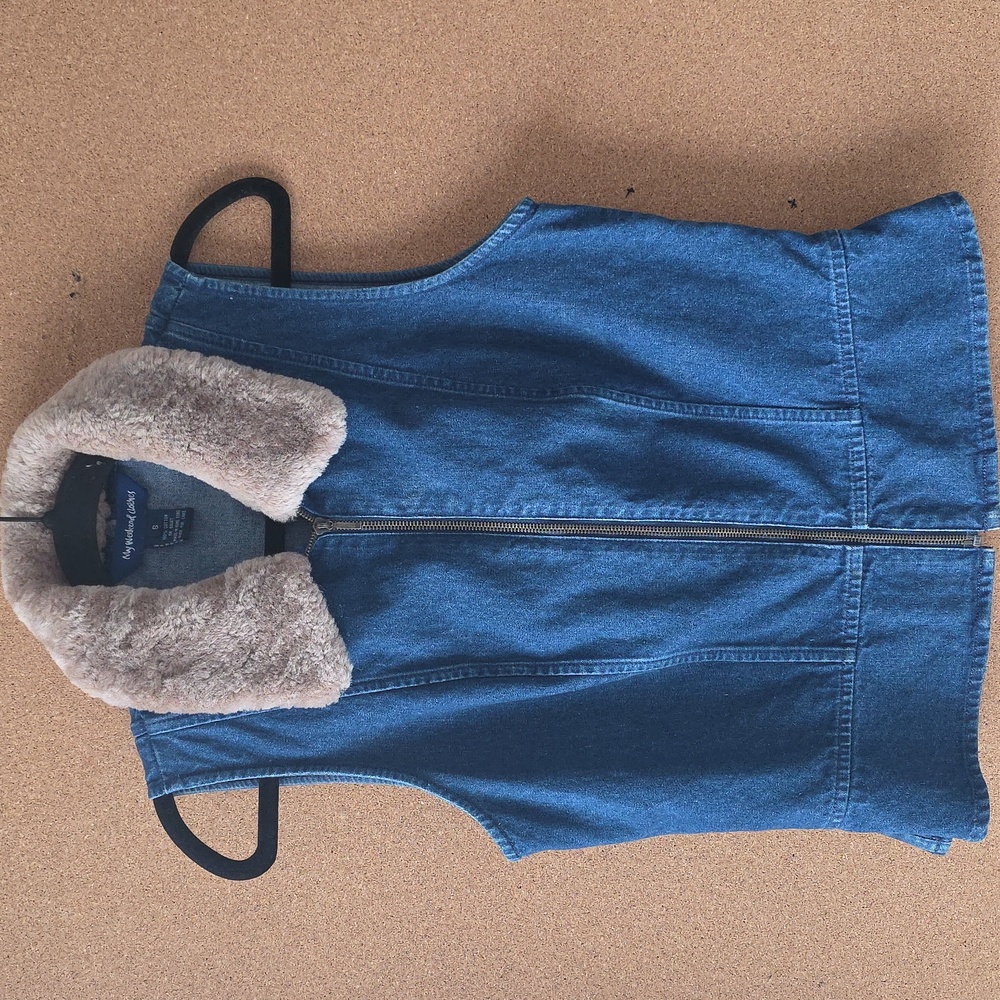 My Weekend Clothes Y2K Denim Zippered Vest With Removable Collar Size S Western